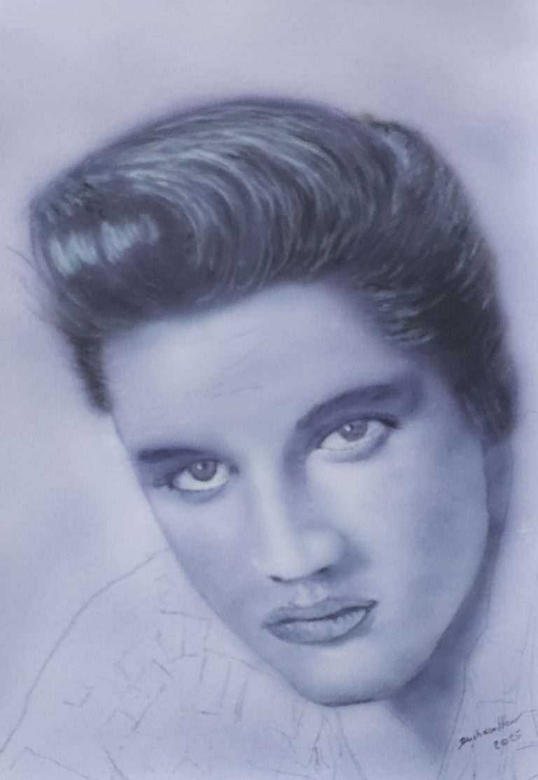 airbrush kunst 2 Elvis Airbrush Freihand auf A5 Bristolkarton