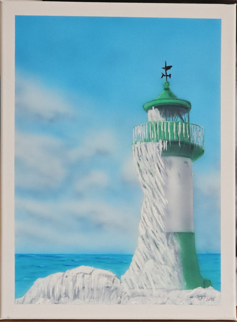 airbrush kunst 6 Molenfeuer an der Ostsee im Winter