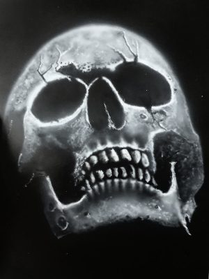 Airbrush eines Schädels im Röntgenstil
